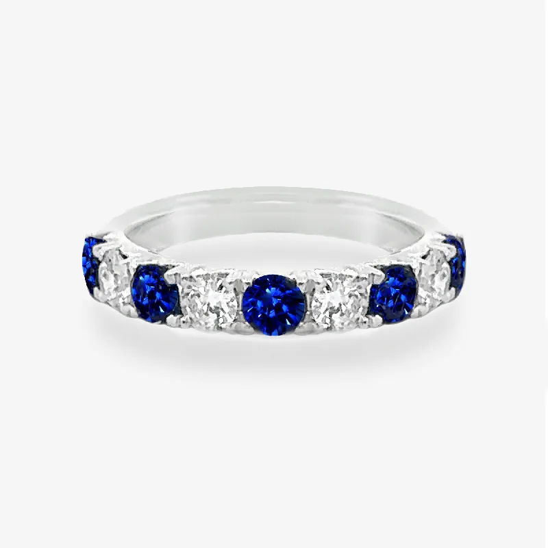 Ladies Rings for Volunteer Glow-0.95CT Sapphire & Diamond Halfway Ring