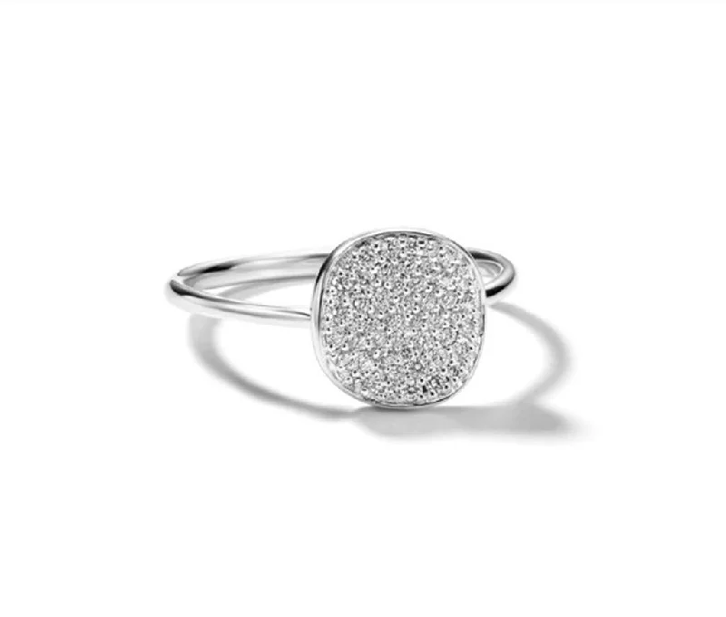 Ladies Rings with White Colemanite-Ippolita Sterling Silver Diamond Stardust Small Flower Disc Ring