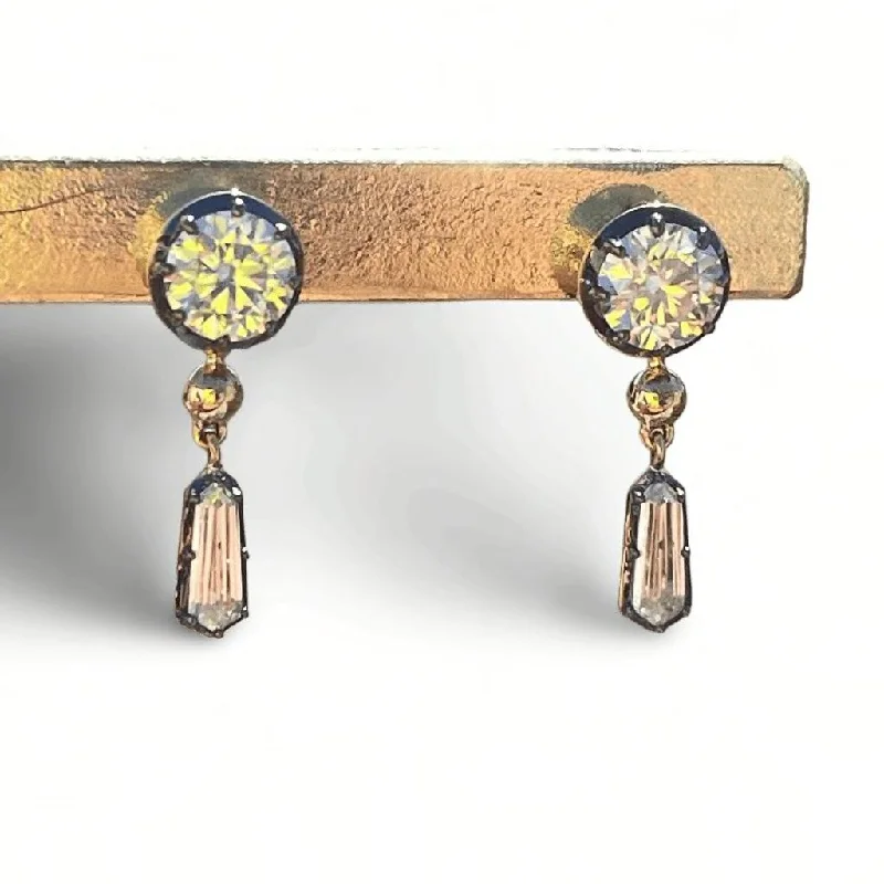 Ladies Earrings Sterling Shine-2 Ct Multi-Shape Blackened Georgian Victorian 14K Gold Detachable Earrings