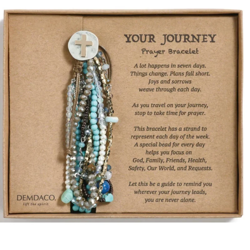 Ladies rugged charm bracelets -Turquoise Your Journey Prayer Bracelet