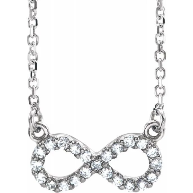 Ladies hushed spark necklaces -14K White 1/6 CTW Natural Diamond Infinity 17" Necklace