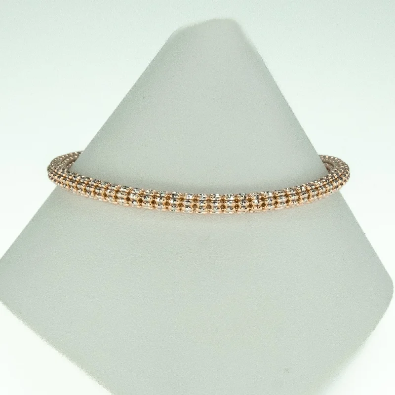 Ladies sisterly spark bracelets -4.6mm Rose Gold Fashion Bracelet 8.5" in 10K Two Tone Gold