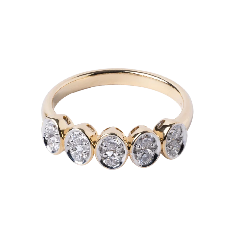 Ladies Rings with Crystal Glow-14k Yellow Gold Bezel Shape Diamond Ring - .50cttw