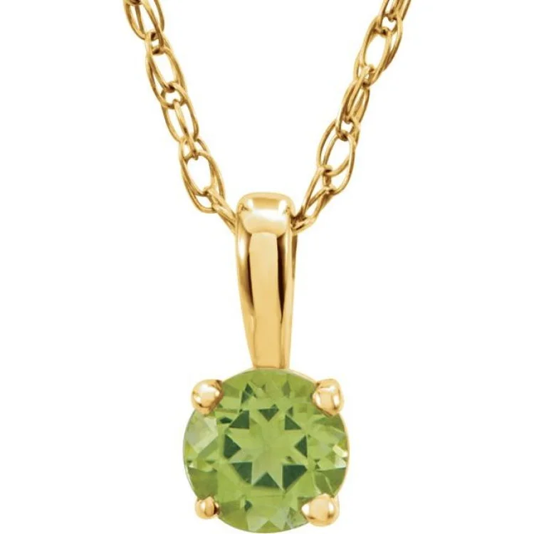 Ladies glass glow necklaces -14K Yellow 3 mm Imitation Peridot Youth Solitaire 14" Necklace