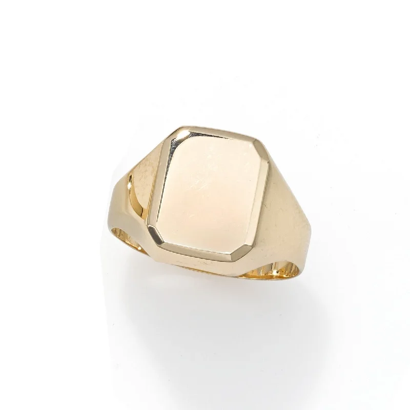 Ladies Rings with Plum Tanzanite-14kt Yellow Gold Polished Rectangle Signet Ring R7198