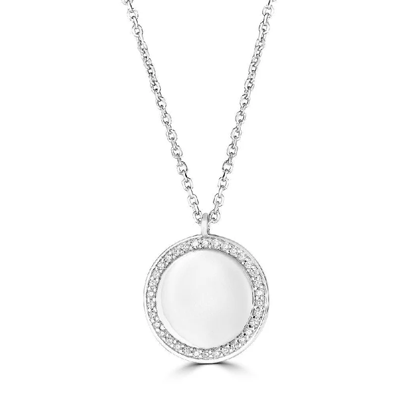 Ladies blissful spark necklaces -14KT Gold 1/10 CTW Diamond Solid Circle Halo Necklace