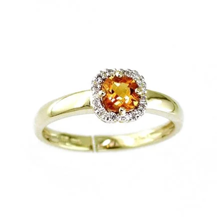 Ladies Rings with Blue Dumortierite-14k Yellow Gold Citrine and Diamond Halo Ring c3221c