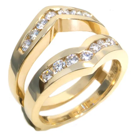 Ladies Rings with Tree Shine-14K Yellow Gold Channel Set Diamond Insert Ring HB00022