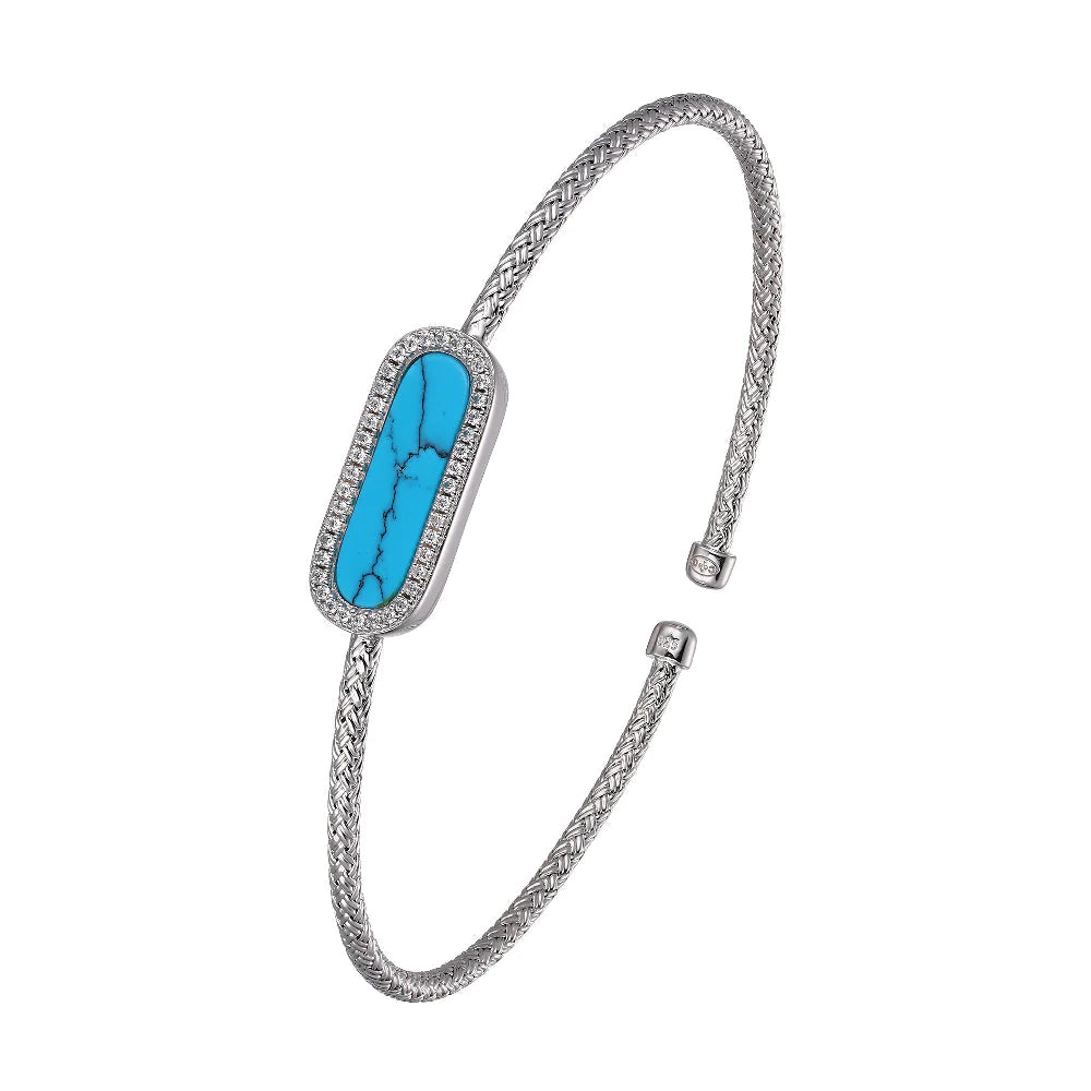 Ladies warm topaz bracelets -Sterling Silver Turquoise and CZ Cuff Bracelet