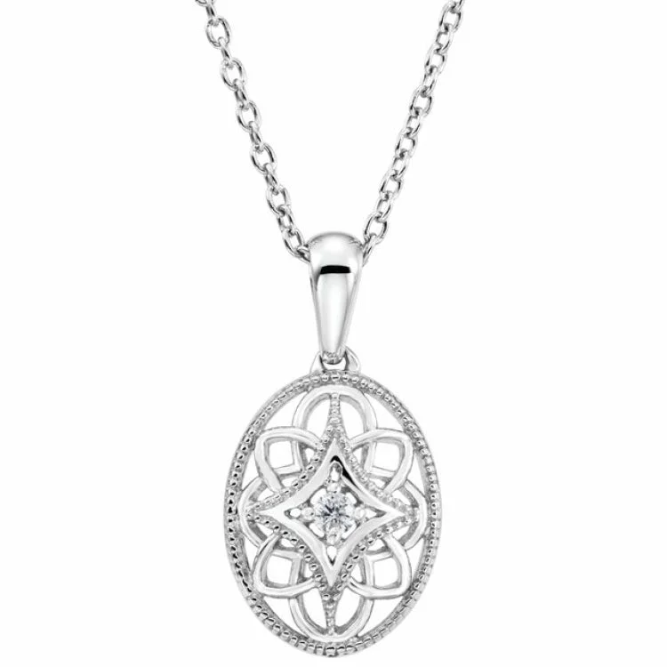 Ladies dreamy spark necklaces -Sterling Silver .03 CT Natural Diamond 18" Necklace