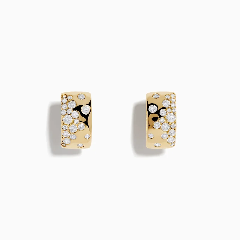 Ladies Earrings with Grey Pollucite-D'Oro 14K Yellow Gold Scattered Diamonds Earrings