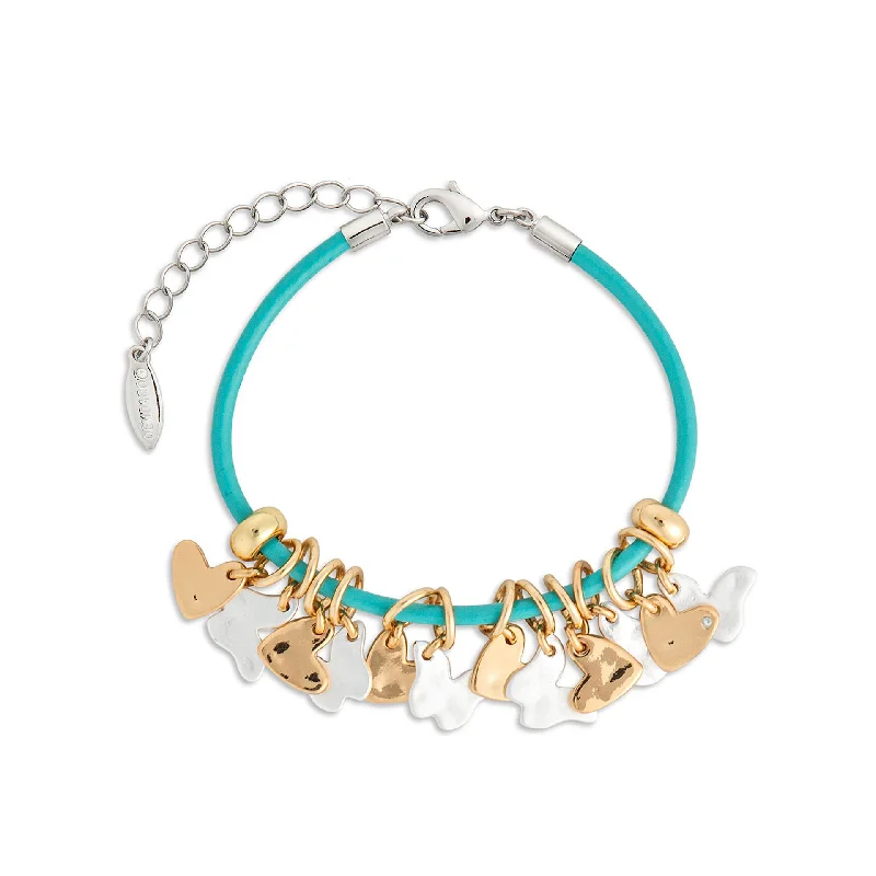 Ladies bright acrylic bracelets -Demdaco Giving Collection Hearts and Butterflies Charm Bracelet