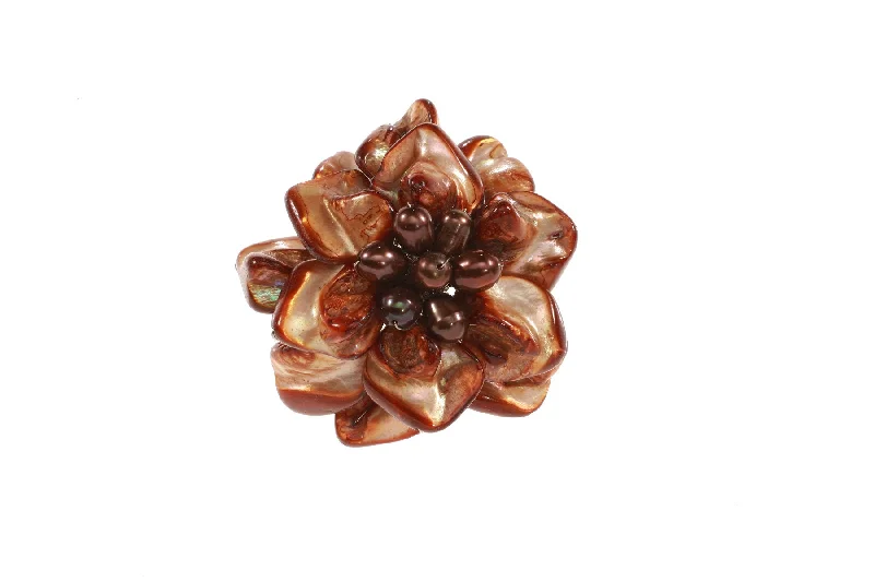 Ladies whisper-light brooches -Shell & Pearl Flower Brooch