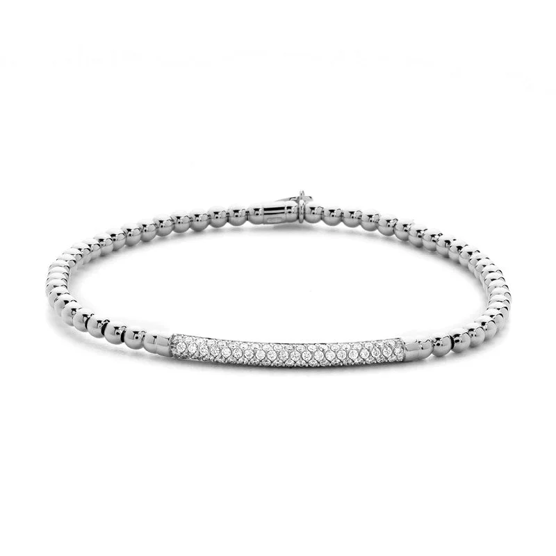 Ladies triangular glow bracelets -Diamond Bar Expandable Bracelet in White Gold by Hulchi Belluni