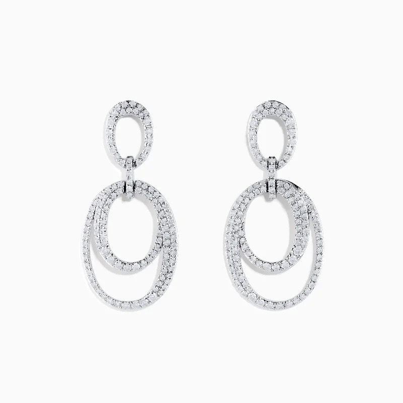 Ladies Earrings with Blue Jeremejevite-Pave Classica 14K White Gold Diamond Earrings