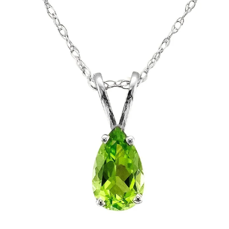 Ladies golden yellow necklaces -14KT GOLD PEAR SHAPE PERIDOT NECKLACE