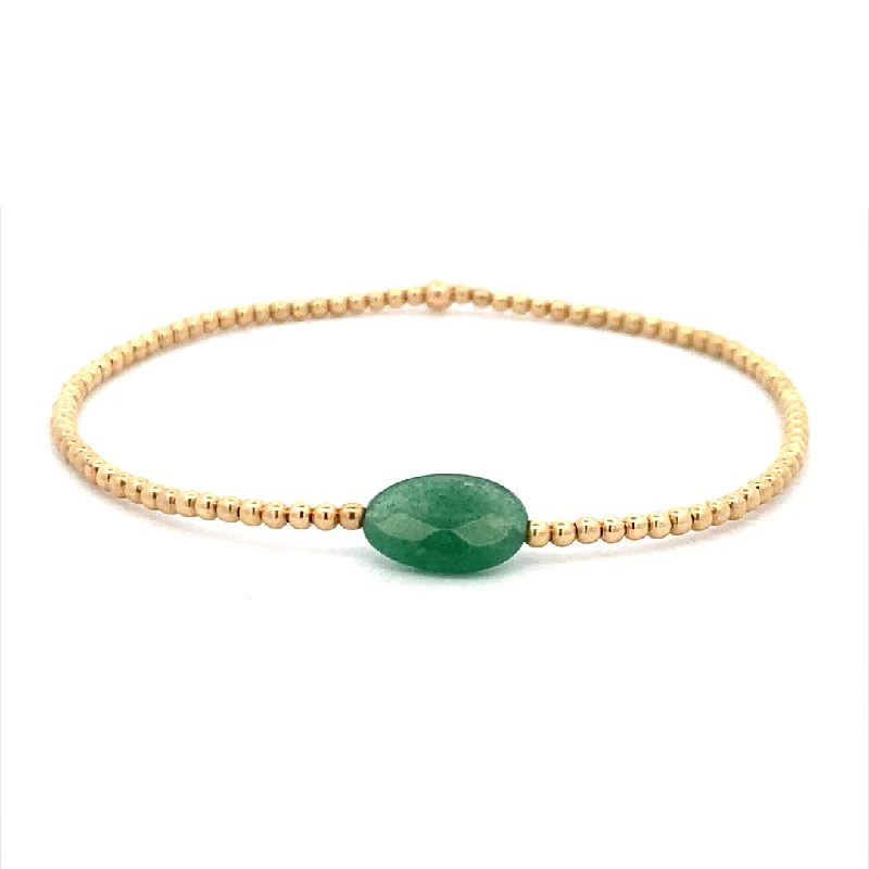 Ladies unicorn shine bracelets -2mm Aventurine Stretch Bracelet in Yellow Gold by Karen Lazar