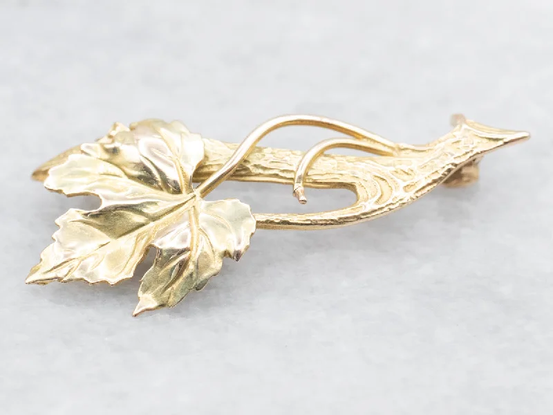 Ladies energy pulse brooches -Vintage Gold Grape Leaf Brooch