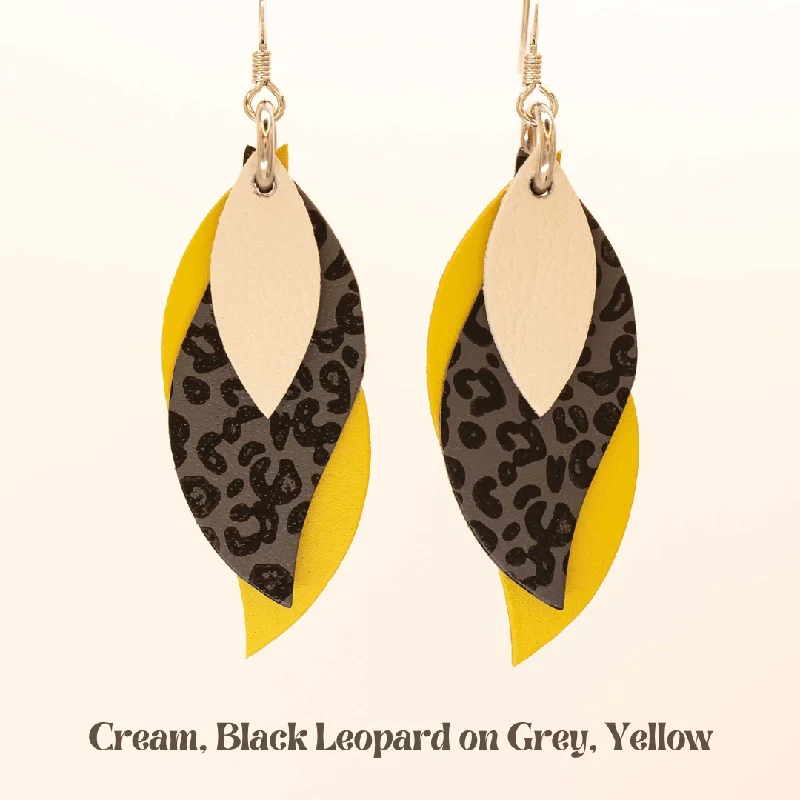 Cream, Black Leopard on Grey, Yellow