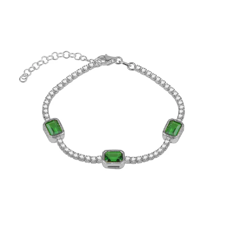 Ladies glass glow bracelets -THE GREEN EMERALD TENNIS BRACELET (CHAPTER II BY GREG YÜNA X THE M JEWELERS)