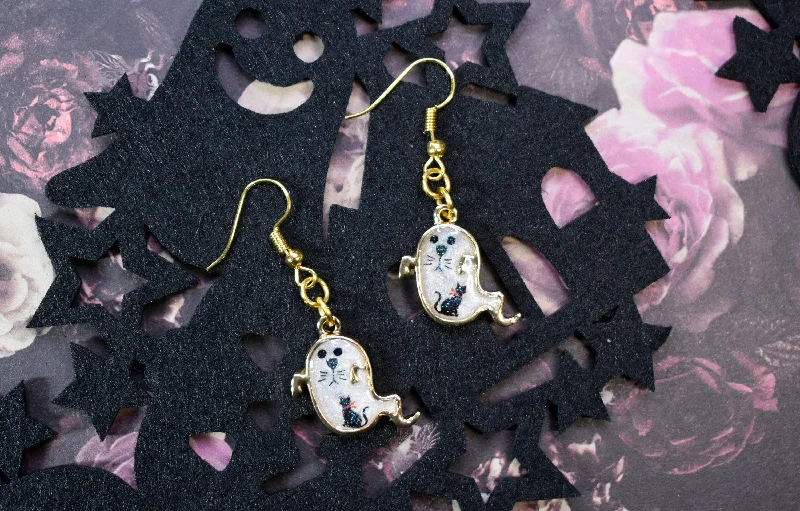 Ladies Earrings with Yellow Sanidine-Kitty Ghost Earrings