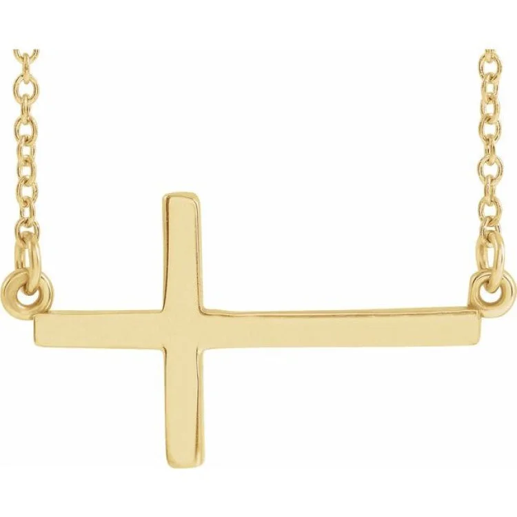 Ladies dragon flare necklaces -14K Yellow 22x11.5 mm Sideways Cross 20" Necklace