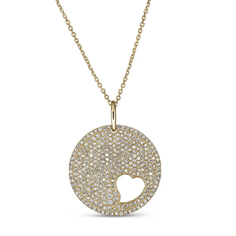 Ladies airy titanium necklaces -14KT 0.95CTW PAVE ROUND DIAMOND MOMMY & ME CIRCLE NECKLACE