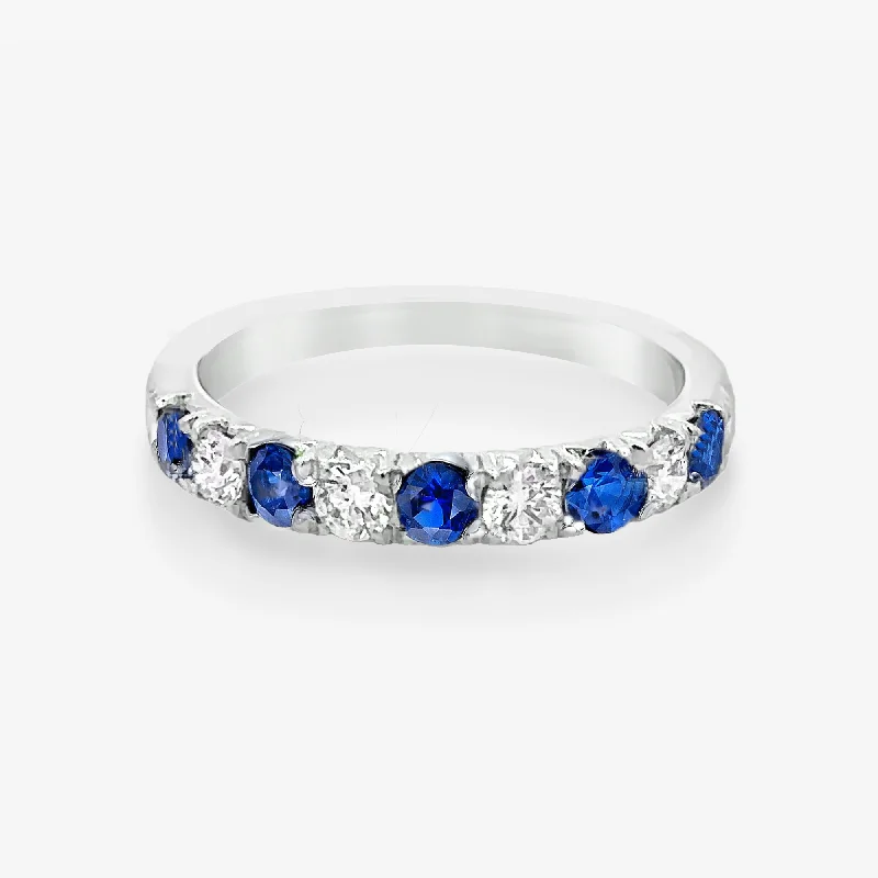 Ladies Rings for Travel Shine-0.55CT Sapphire & Diamond Halfway Rings