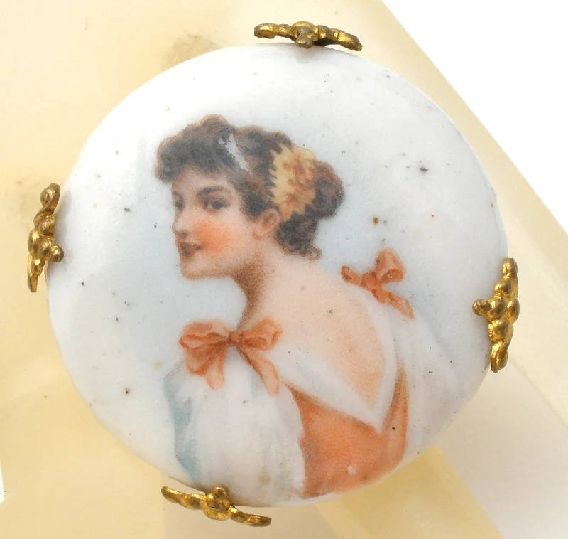 Ladies delicate floral brooches -Victorian Lady Portrait Brooch Pin