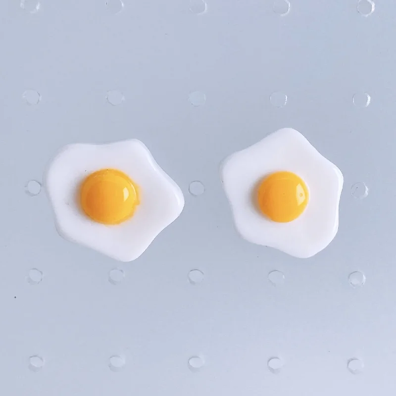 Ladies Earrings for Work Glow-Instant Shipping! Fried Egg Stud Earrings