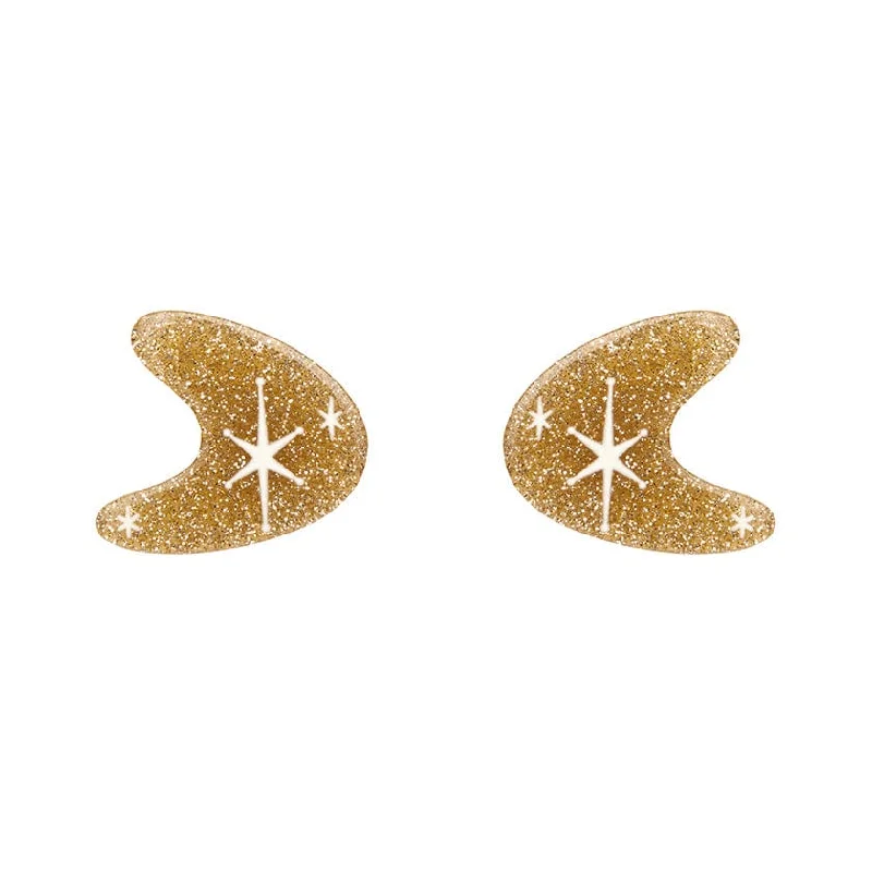 Ladies Earrings Polished Shine-Erstwilder - Atomic Boomerang Glitter Stud Earrings - Gold