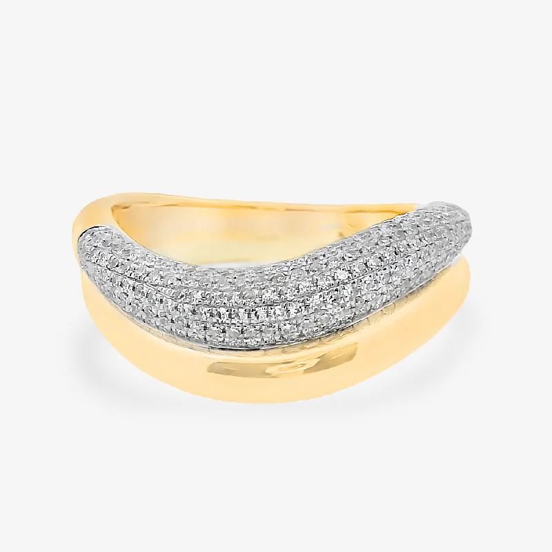 Ladies Rings for Youth Shine-7MM 2 Row Curved Diamond Cloud Ring