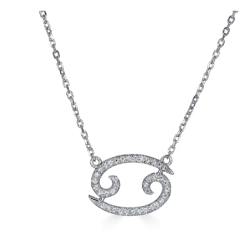 Ladies snowy white necklaces -14KT GOLD 0.12 CARAT ROUND DIAMOND CANCER NECKLACE- 2 COLORS