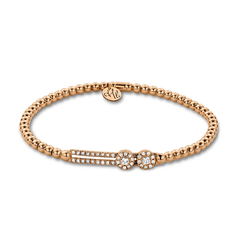 Ladies rose bloom bracelets -Double Slide Expandable Bangle in Rose Gold by Hulchi Belluni