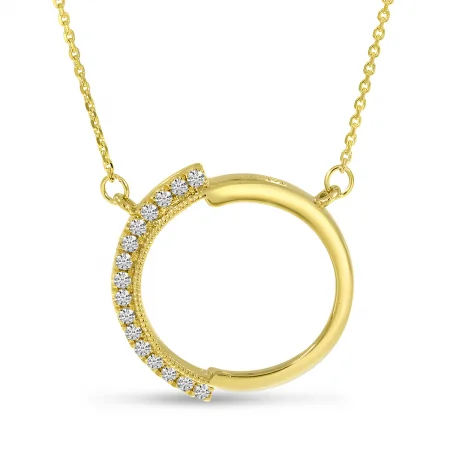 Ladies festive flair necklaces -14K YG DIAM CIRCLE NECKLACE 0.