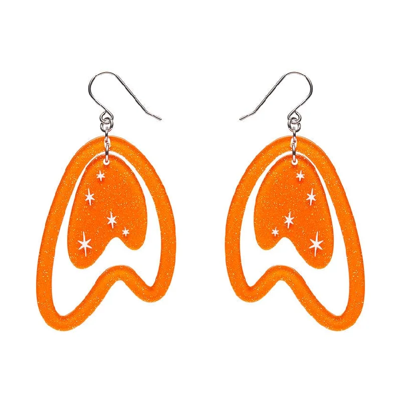 Ladies Earrings Fine Shine-Erstwilder - Atomic Boomerang Drop Earrings - Orange