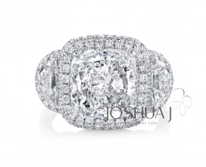 Ladies Rings for Dream Spark-Platinum4.50ct  Cushion and Half Moon Diamond Three Stone Ring