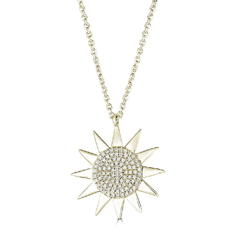 Ladies peaceful charm necklaces -14KT GOLD 1/5 CTW DIAMOND SUN NECKLACE