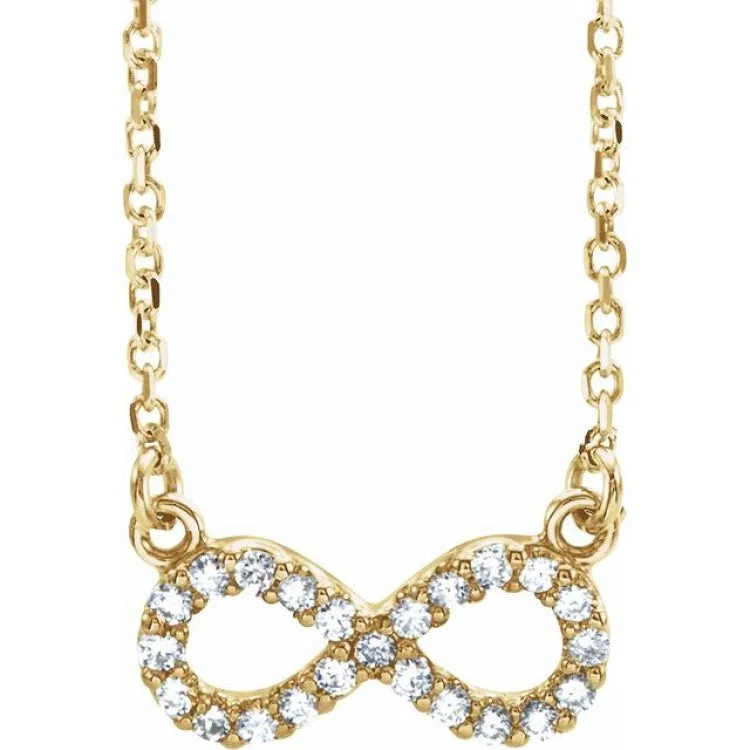 Ladies hushed spark necklaces -14K Yellow 1/10 CTW Natural Diamond Infinity 16 1/2" Necklace