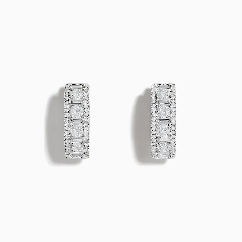 Ladies Earrings with Red Pyroxmangite-Pave Classica 14K White Gold 5/8" Diamond Hoop Earrings 1.35 TCW