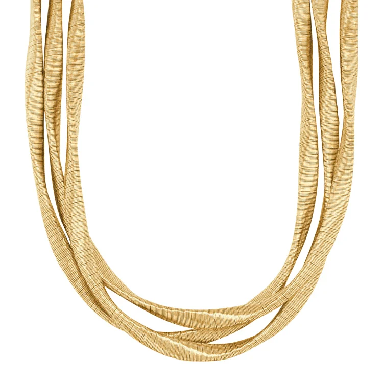 Ladies lock glow necklaces -Gold Finish Sterling Silver Loosely Twisted Three Cable Necklace - Adjustable 16"-18"