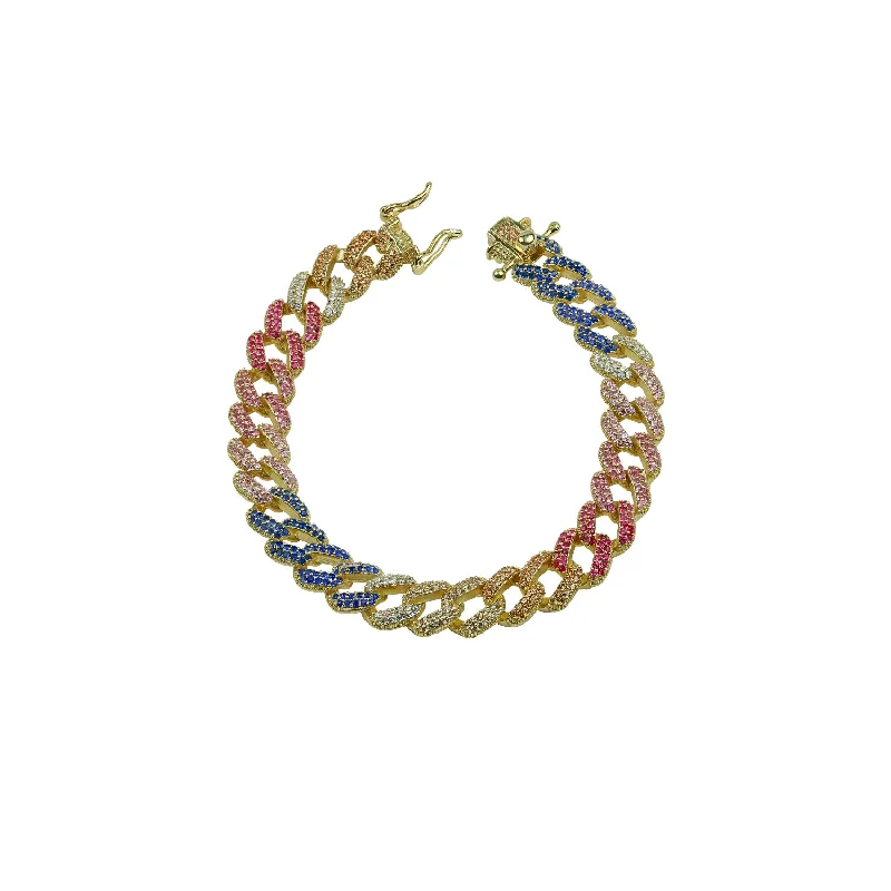 Ladies empowering shine bracelets -THE RAINBOW CUBAN LINK BRACELET (CHAPTER II BY GREG YÜNA X THE M JEWELERS)