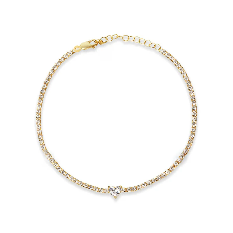 Ladies space gleam bracelets -THE SINGLE HEART TENNIS BRACELET