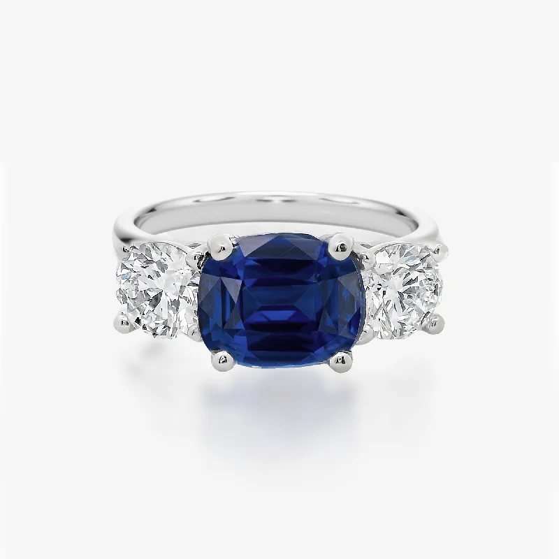 Ladies Rings Classic Spark-2.72CT Blue Sapphire & Diamond Ring