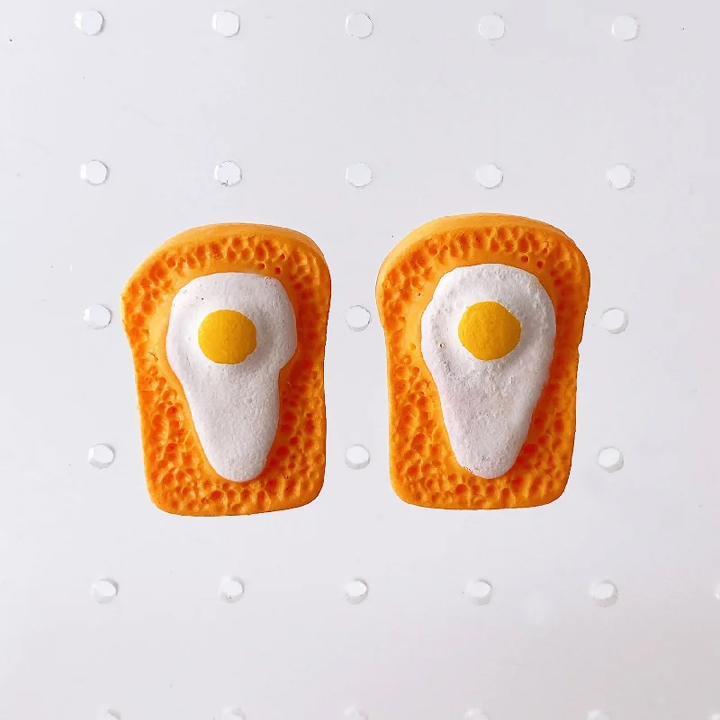 Ladies Earrings with Lock Glow-Instant Shipping! Eggy Toast Earrings