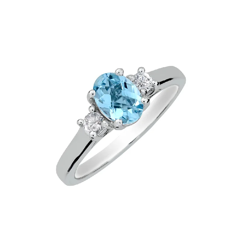 Ladies Rings for Prom Shine-Sterling Silver Aquamarine and Diamond Ring HB20273AQSS