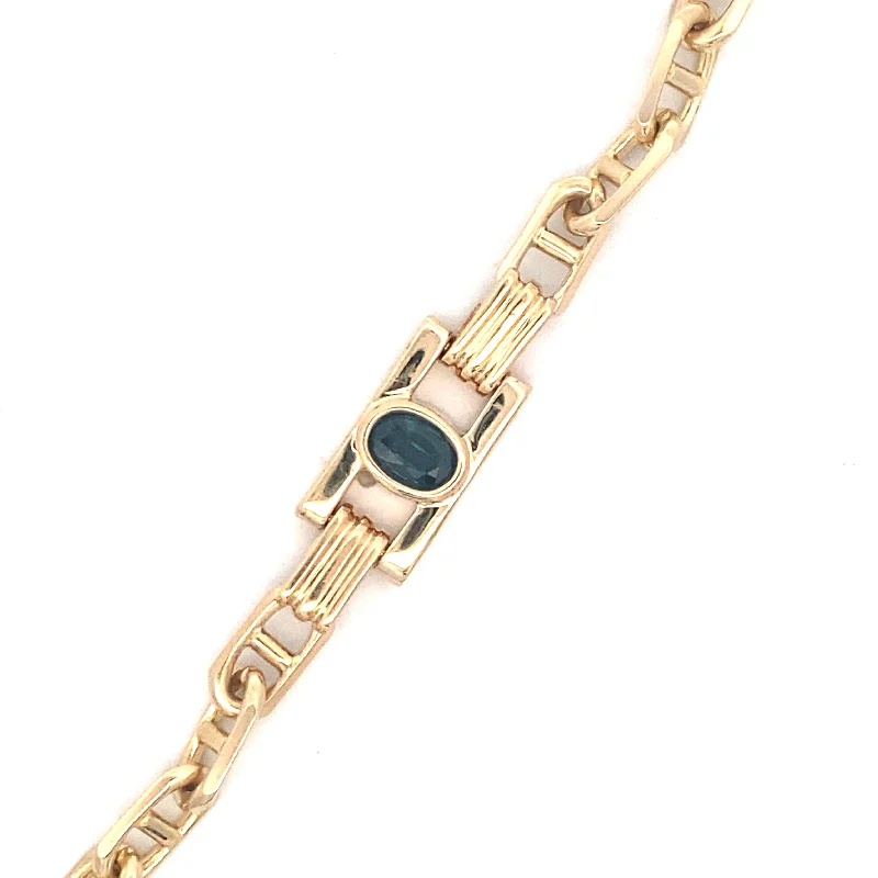 Ladies yoga breeze bracelets -Estate Sapphire Fancy Link Bracelet in Yellow Gold