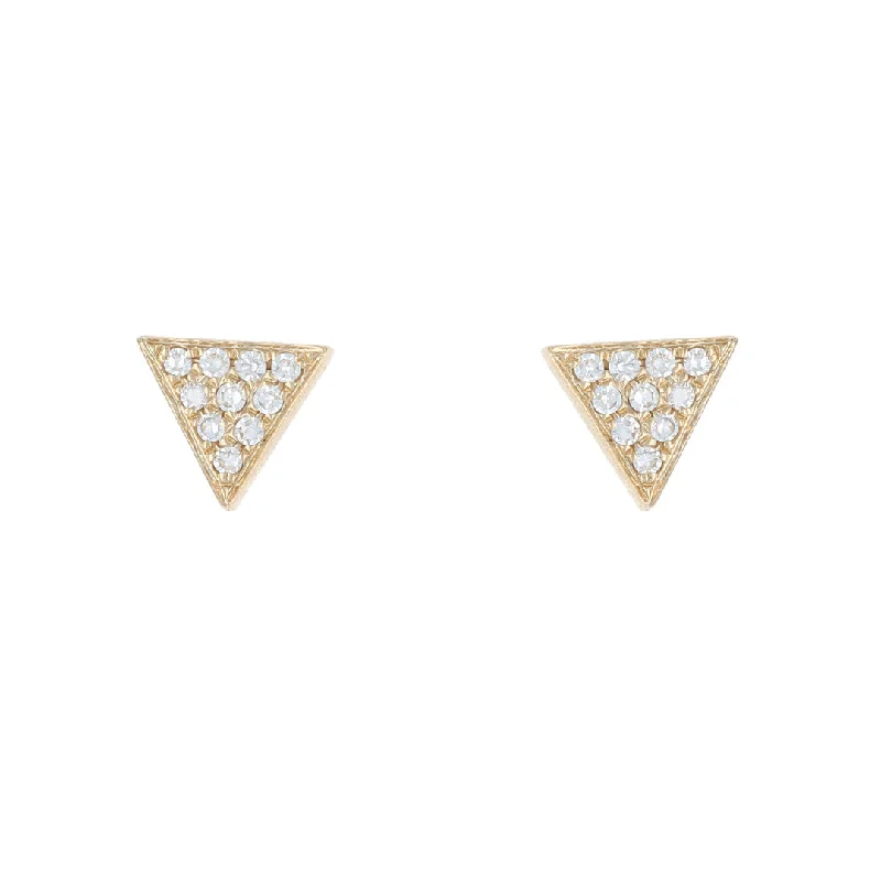 Ladies Earrings for Mom Shine-Yellow Gold Diamond Triangle Stud Earrings