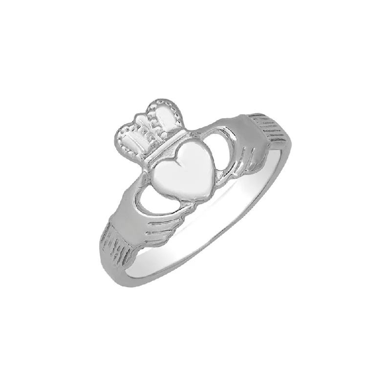 Ladies Rings with Red Spinel-Sterling Silver Ladies Claddagh Ring HB00540SS