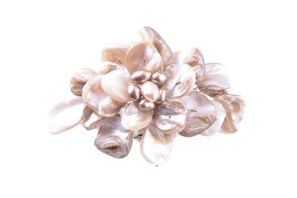 Ladies bird flight brooches -Shell Large Brooch Cream Brown